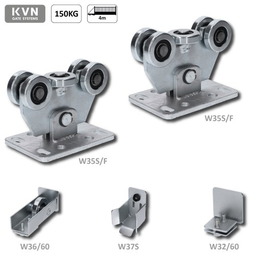 W-SET60F Set pro samonosný systém 60 x 60 x 4 mm, 2x vozíky, 1x doraz, 1x náběhové kolečko